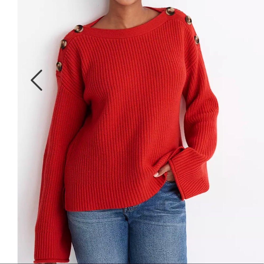 Madewell Calloway Boatneck Pullover Sweater Red